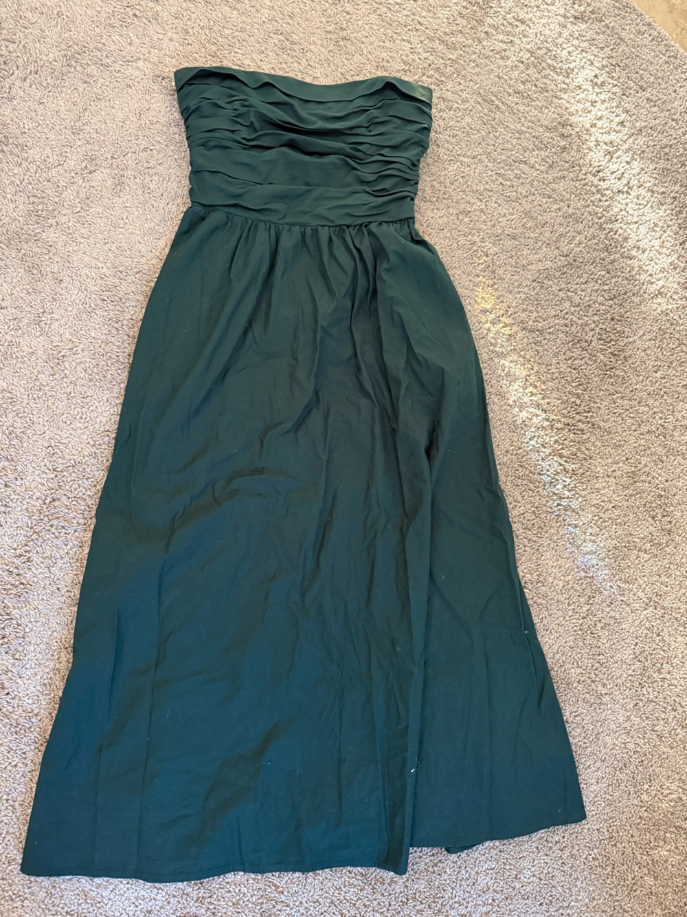 Reformation Strapless Dark Green Maxi Dress